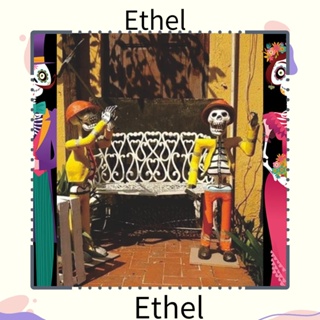 Ethel1 ธงแบนเนอร์ ลายผีหัวกะโหลก สไตล์เม็กซิกัน น่ากลัว สําหรับแขวนตกแต่งประตู ปาร์ตี้ฮาโลวีน 2 ชิ้น ต่อชุด