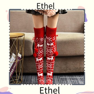 Ethel1 ถุงน่องคริสต์มาส ถุงน่อง ชุดชั้นในสตรี ฤดูหนาว อบอุ่น ถุงเท้าถัก