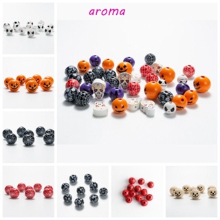 Aroma ลูกปัดไม้ แฮนด์เมด 16 20 25 มม. 10 ชิ้น|เชือกพู่ รูปหัวกะโหลก อุปกรณ์เสริม