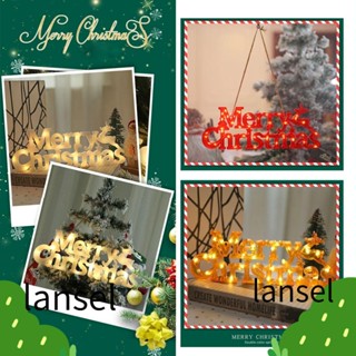 Lansel สายไฟ จี้ตัวอักษร Merry Christmas สีขาวอบอุ่น สําหรับแขวนตกแต่งภายใน ภายนอก