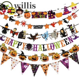 Willis แบนเนอร์ฮาโลวีน ค้างคาว แมงมุม ค้างคาว ในร่ม สําหรับบ้านผีสิง เครื่องประดับฮาโลวีน ปาร์ตี้ โซ่กระดาษ