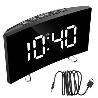 LED Digital Alarm Clock USB/Battery Temperature Large Mirror Display UK