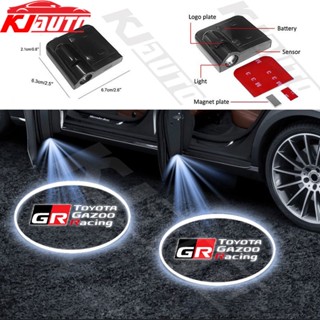 โคมไฟโปรเจคเตอร์ LED ไร้สาย ลายการ์ตูน GR Gazoo Racing Vios Raize Wigo Rush Wish Corolla Cross Veloz Yaris Ativ Revo Etios Supra HD 3D สําหรับติดประตูรถยนต์ Toyota 2 ชิ้น ต่อชุด