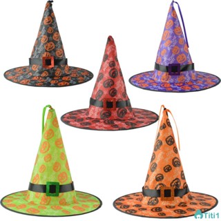 หมวกเรืองแสงฮาโลวีนเรืองแสง Greater Pumpkin Pattern Witch Mobs Witch Hat Solid Witch Hat TH1