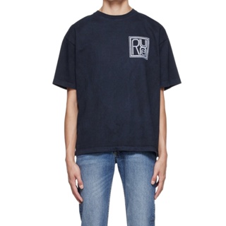 LFQW RHUDE seal logo printing retro round neck short sleeve washed 260g cotton T-shirt