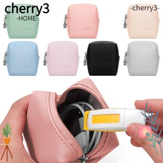 Cherry3 กระเป๋าใส่สายชาร์จหูฟัง หนัง PU แบบพกพา