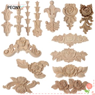 Peonypavilion อุปกรณ์แกะสลักมุมประตู ลายดอกไม้ ไม่ทาสี สําหรับตกแต่งบ้าน