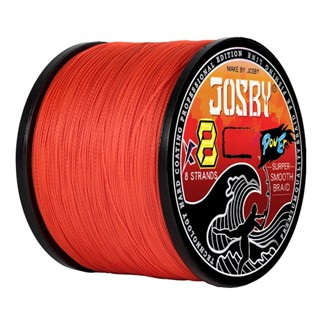 Josby สายเอ็นตกปลา PE แบบถัก 8 เส้น 1000 ม. 4 เส้น 10LB-85LB 9 สี สีส้ม