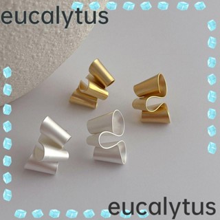 Eucalytus1 ต่างหูสตั๊ด โลหะ ชุบเงิน ทรงไม่สมมาตร สีทอง เครื่องประดับ สไตล์โมเดิร์น สําหรับผู้หญิง