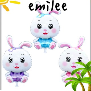 Emilee ลูกโป่งฟอยล์ รูปกระต่ายน่ารัก สีม่วง สีชมพู สีฟ้า สําหรับตกแต่งปาร์ตี้วันเกิดเด็ก 4 แพ็ค