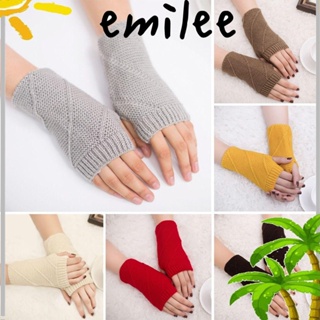 Emilee ถุงมือครึ่งนิ้ว ผ้าถัก ให้ความอบอุ่น แฟชั่นฤดูใบไม้ร่วง สําหรับผู้หญิง