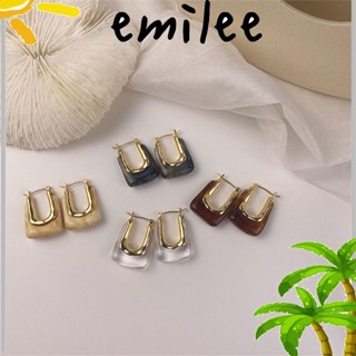 Emilee ต่างหูอะคริลิคเรซิ่น รูปตัว U ทรงเรขาคณิต สีโปร่งใส