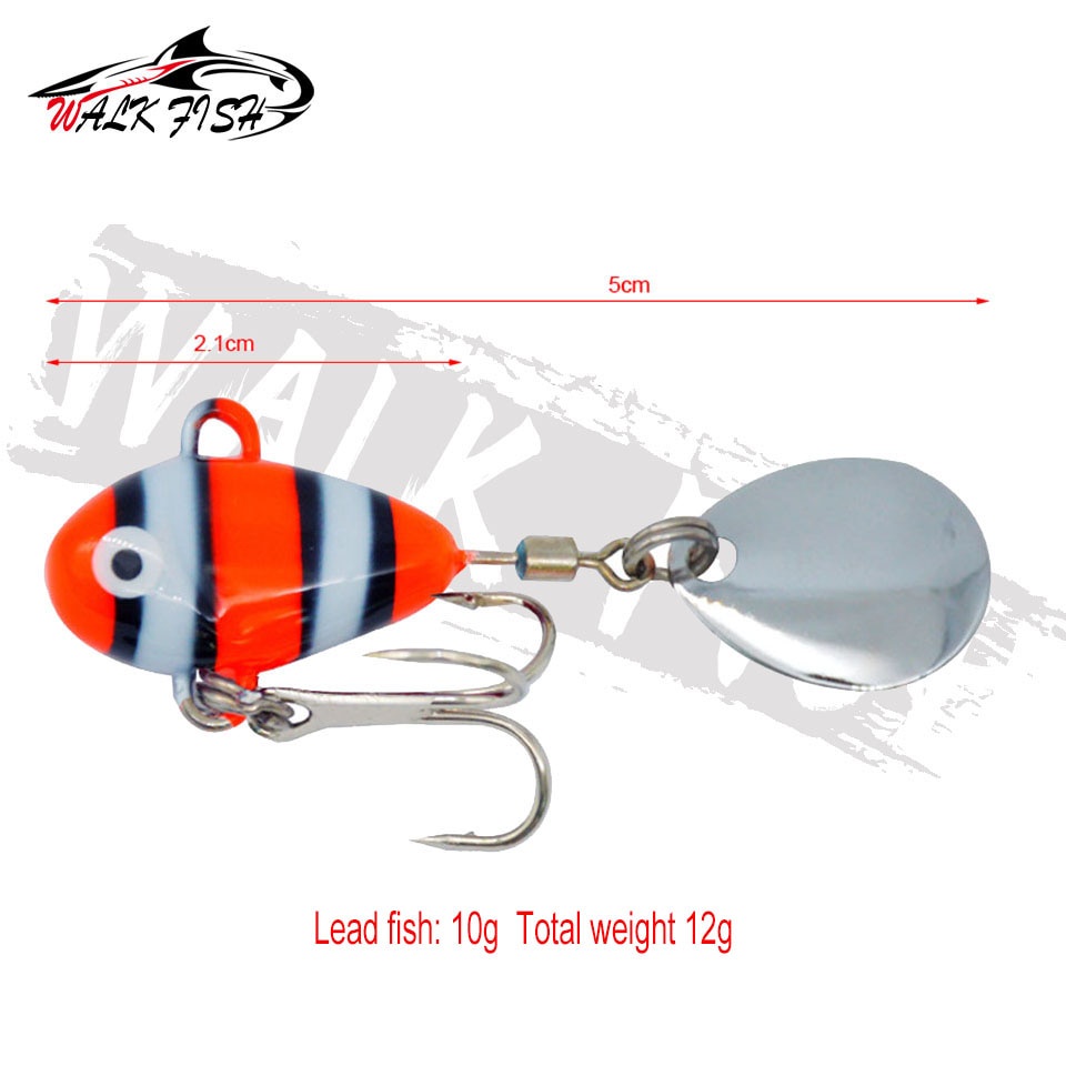Walk FISH เหยื่อตกปลาสปินเนอร์ แบบสั่นสะเทือน โลหะ ขนาด 10 กรัม 2.1 ซม. อุปกรณ์เสริม สําหรับตกปลาทะเล — صورة 2