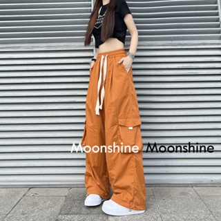 Moon กางเกงขายาว คาร์โก้ กางเกง เชือกอเมริกันคลาสิค Cargo pants 2023 NEW 080712