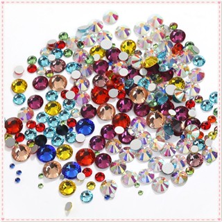 1440pcs Nail Art Flat-bottomed Round Jewelry Colorful Super Flash Gradiant Color Rhinestone Nail Decoration Manicure Tool For Nail Shop JOYFEEL