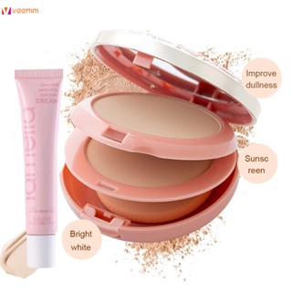 Natural Face Powder Mineral Foundations Oil-control Brighten Concealer Whitening Make Up Pressed Powder veemm