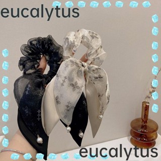 Eucalytus1 ยางรัดผม ริบบิ้น ยางรัดผม โบว์ ดอกไม้ ตาข่ายยืดหยุ่น ชีฟอง ยางรัดผม เด็กผู้หญิง