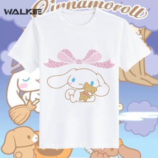 เสื้อยืดแขนสั้นลำลอง พิมพ์การ์ตูนอะนิเมะ Cinnamoroll Kawaii น่ารัก สไตล์สาวญี่ปุ่น เสื้อยืดผ้าฝ้าย-4