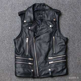 New Harley motorcycle genuine leather vest vest mens first layer cowhide slim youth short fashion waistcoat motorcycle clothing BMAC