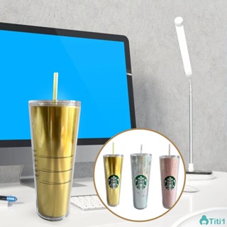 Starbucks Cup White Pink Gold Ps Material Double Plastic Straw Cup Cover Double Wall Coffee Cup 710ml TH1. แก้วสตาร์บัคส์