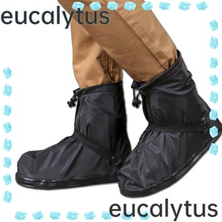 Eucalytus1 ผ้าคลุมรองเท้ากันฝน มีซิป กันลื่น นํากลับมาใช้ใหม่ได้ สําหรับรถจักรยานยนต์ ตั้งแคมป์