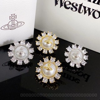 0810-YWBX-EH Xiempress Dowager Micro Inlaid Zircon Light Luxury High Quality Saturn Stud Earrings Pearl SUNFLOWER Design Sense Earrings Geometric Earrings HYWH