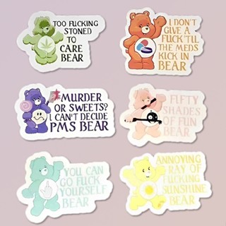 New 6pcs Evil Care Bears Stickers Funny Bear Stickers Cute Bear Stickers Gift