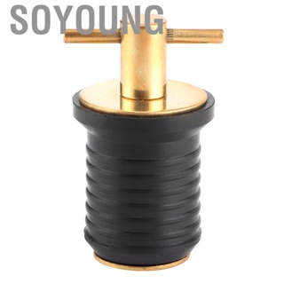 Soyoung Marine Drain Plug  1in Rubber Brass T‑Handle Twist‑In Accessories for Hull Livewell Boat Bilge Transom