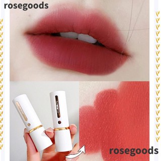 Rosegoods1 ลิปสติก เนื้อแมตต์ กันน้ํา กันเหงื่อ ไม่เหนียวเหนอะหนะ แฟชั่น ติดทนนาน สีขาว หลอดเครื่องสําอาง ลิปสติกผู้หญิง