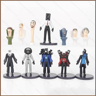 โมเดลตุ๊กตาฟิกเกอร์ Skibidi Toilet Action Figure Titan TV Man Speakerman Monitor Man Camera Man ของเล่นสําหรับเด็ก 12 ชิ้น