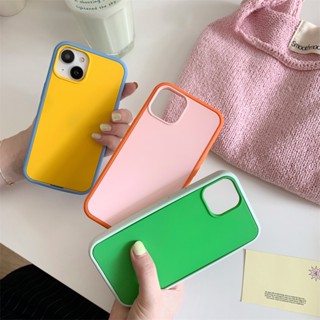 เคสโทรศัพท์มือถือ ซิลิโคนนิ่ม TPU กันกระแทก สีพื้น 2 In 1 สําหรับ IPhone 11 IPhone 14 13 12 11 14Pro Max