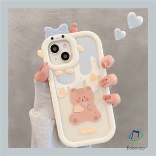 คู่เคสโทรศัพท์โปร่งใสสำหรับ Iphone 11 XR 12 13 14 Pro Max 6 7 8 Plus X XS MAX SE หมี เนย ล้างเปลือกกันกระแทกแบบอ่อน