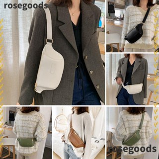 Rosegoods1 กระเป๋าสะพายไหล่ กระเป๋าถือ หนัง PU มีซิป ทนทาน สีพื้น สําหรับสตรี