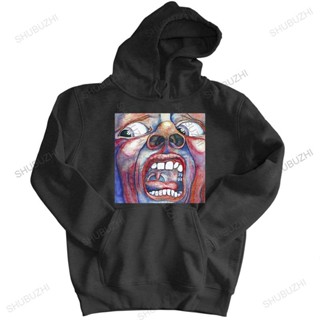 เสื้อกันหนาว มีฮู้ด ผ้าฝ้าย ลาย Hoody King Crimson สีดํา สําหรับผู้ชาย