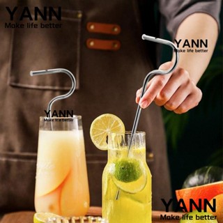 Yann1 หลอดสเตนเลส 304 แบบพกพา ใช้ซ้ําได้ พร้อมกระเป๋าเก็บ และแปรงทําความสะอาด 9.45x2.76 นิ้ว 6 ชิ้น