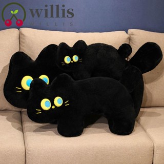 Willis ตาโต ของเล่นตุ๊กตาแมว แบน แมวดํา การ์ตูนสัตว์ แมวดํา งีบหลับ เบาะตาโต แมวแบน น่ารัก นุ่ม ของเล่นเด็ก