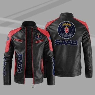 SAAB LOGO Jacket Windbreaker Motorcycle Riding Leather Long Sleeve Thin Rainproof Jacket