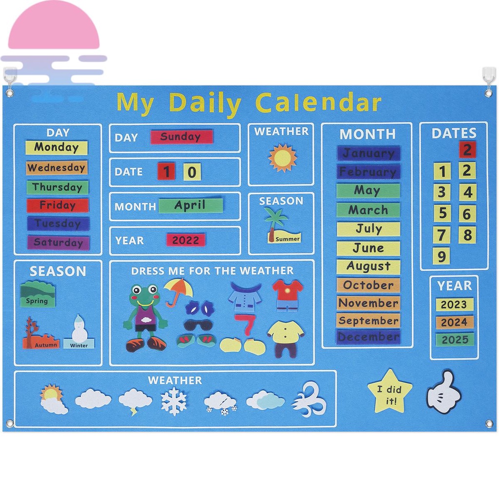 My First Daily Calendar Felt-Board สําหรับเด็กวัยหัดเดินวันนี้ปฏิทินก่อนวัยเรียนการเรียนรู้ Play Fel