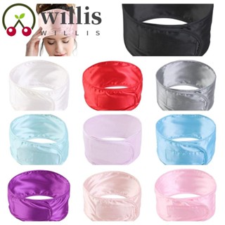 Willis ที่คาดศีรษะสปา ผ้าขนหนู สีพื้น ผู้หญิง ผ้าไหมซาติน ที่คาดผม นุ่ม ปรับได้ ยืดหยุ่น ล้างหน้า