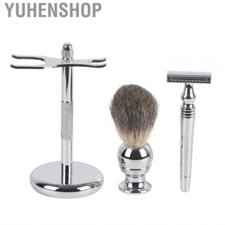 Yuhenshop Professional Manual Shaver Razor Shaving Brush Alloy Holder Beard Kit R