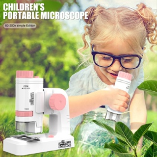 New 80-200 Times Childrens Microscope Handheld With Base Science Education Toys