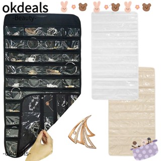 Okdeals กระเป๋าจัดเก็บเครื่องประดับ ต่างหู หลายชั้น 43*87 ซม. 80 ช่อง