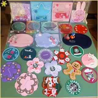 [LBE] สำหรับ Starbucks Cushion Girls น่ารัก Flush Silicon Insulated Coaster Fish Scale ทรายดูด Cherry Blossom Bear แผ่นกันลื่น