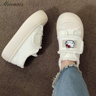 Mumais Casual shoes New Hong Kong style explosion chic hook and loop platform white shoes