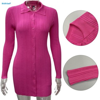 【HODRD】Womens Dress Knitted Dress Long Sleeve Office Polyester Round Neck Skinny【Fashion】