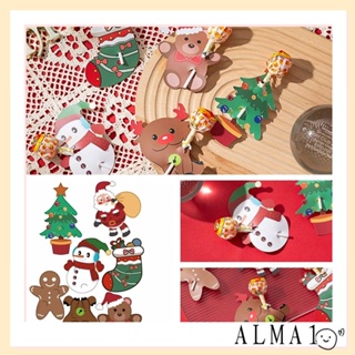 Alma การ์ดกระดาษ ลายซานตาคลอส ต้นคริสต์มาสน่ารัก DIY สําหรับงานแต่งงาน 2 ชุด