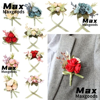 Maxg สร้อยข้อมือดอกไม้ประดิษฐ์ ประดับไข่มุก แบบผูกเชือก สําหรับเจ้าสาว เพื่อนเจ้าสาว งานเต้นรํา ปาร์ตี้