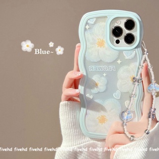 เคสโทรศัพท์มือถือ ขอบหยัก ลายดอกไม้ พร้อมสายคล้อง สําหรับ Realme C55 C35 C33 C31 C30 10 9 Pro+ C25Y C21Y C25 C25s C12 C21 C20 C20A C11 C17 7i C15 8 7 6 5 Pro 9i 8i 5i 5s 6i Narzo 50A 50i เคส