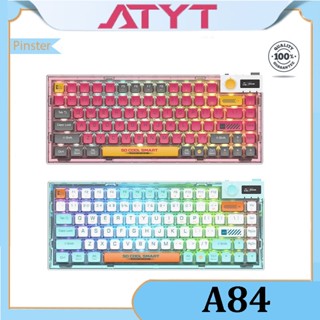 Atyt A84 ปุ่มกดคีย์บอร์ด PBT แบบใส สามโหมด