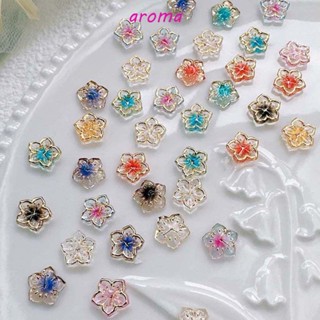 Aroma อุปกรณ์ตกแต่งเล็บ จี้เรซิ่น รูปดอกไม้ บาอุจิเนีย สีสันสดใส สไตล์ญี่ปุ่น สําหรับตกแต่งเล็บ